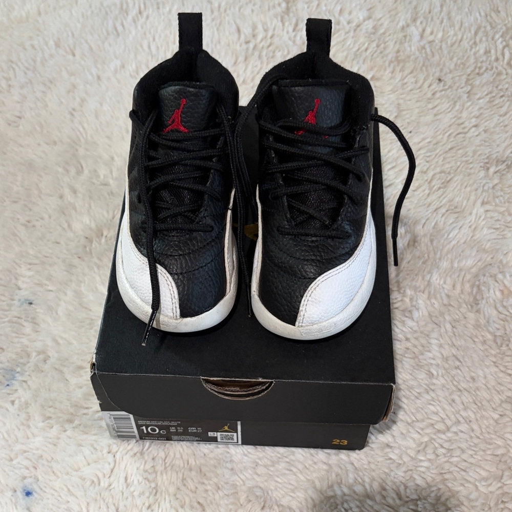Jordan Kids Retro 12 Sneakers Black and White